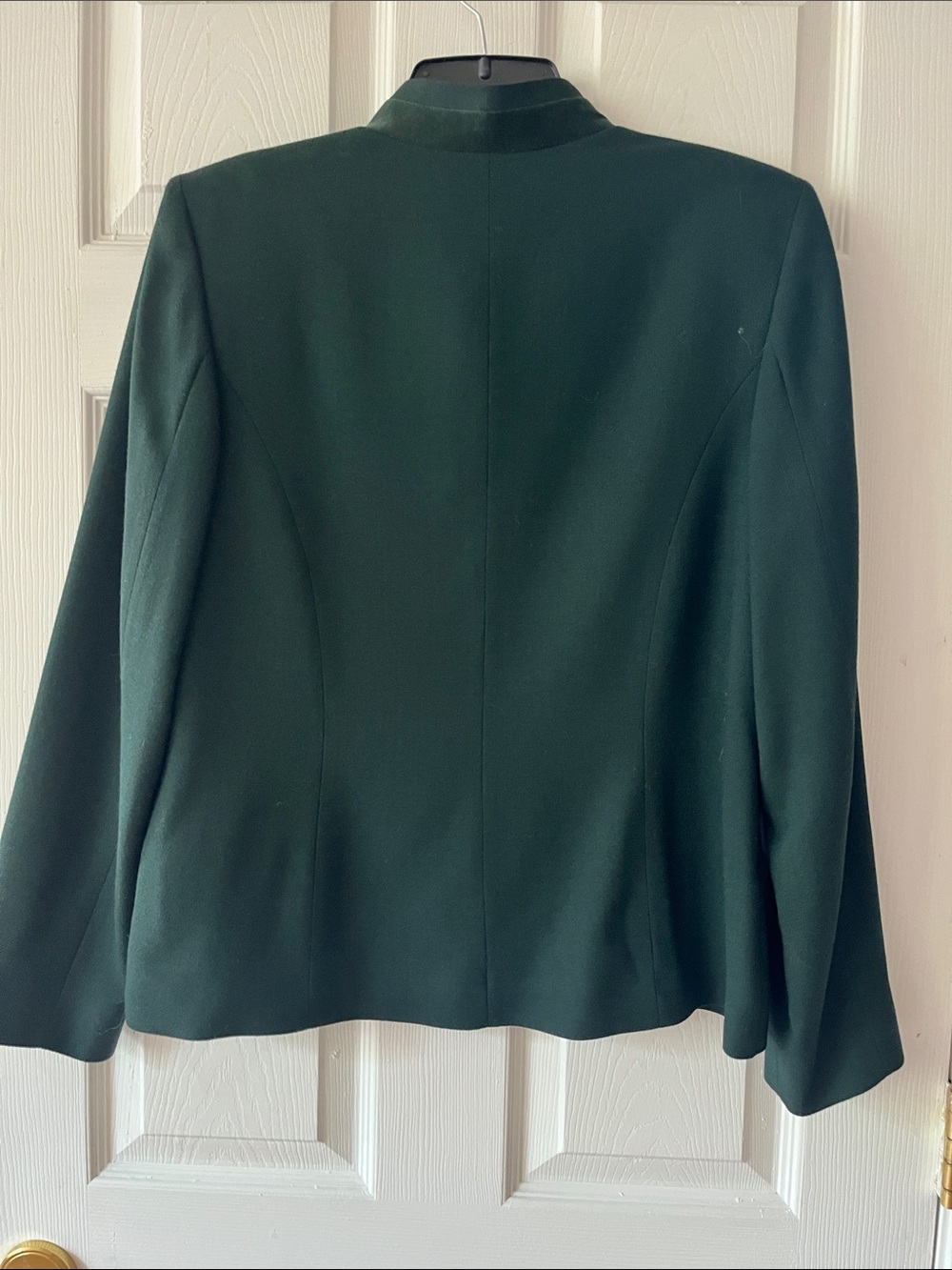 Pendleton Deep Forest Green Collarless Wool Blazer Sz 10 & Matching Skirt Sz 8 - Picture 4 of 6
